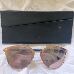 Dior “reflected” rose gold mirrored lens aviator sunglasses